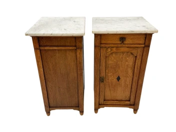 Two Arts & Crafts Art Nouveau Oak Nightstands or Bedside Tables, 1900s